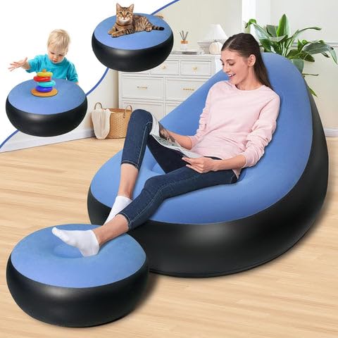 Inflatable Air Sofa Chair Set (1 Set 100x100x73 + 55x55x30 Cm)
