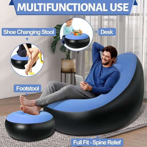 Inflatable Air Sofa Chair Set (1 Set 100x100x73 + 55x55x30 Cm)