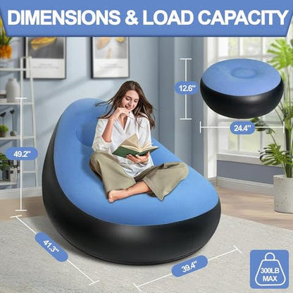 Inflatable Air Sofa Chair Set (1 Set 100x100x73 + 55x55x30 Cm)
