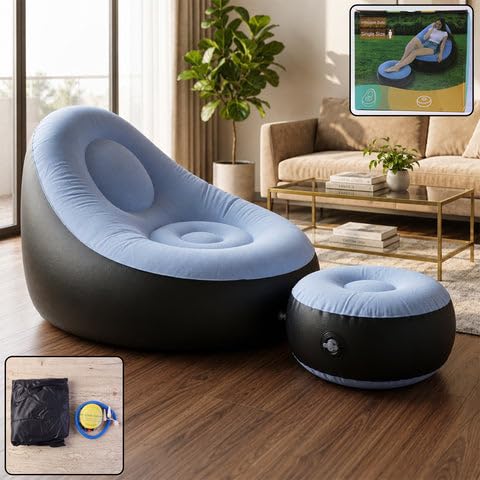 Inflatable Air Sofa Chair Set (1 Set 100x100x73 + 55x55x30 Cm)