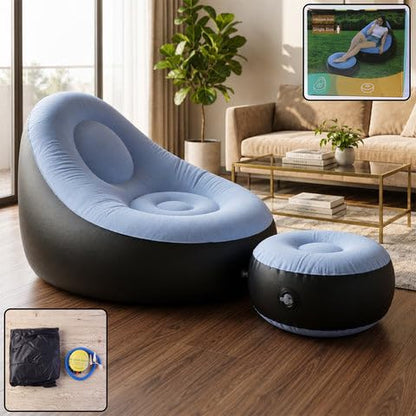 Inflatable Air Sofa Chair Set (1 Set 100x100x73 + 55x55x30 Cm)