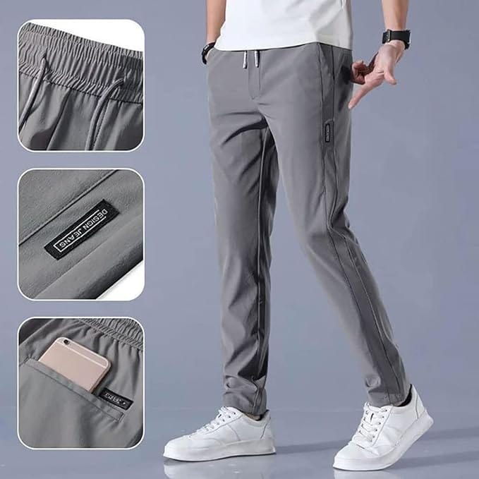 🔥 Buy 1 Get 1 Free • Premium Men’s High-Stretch Skinny Lycra Track Pants (Black & Grey)