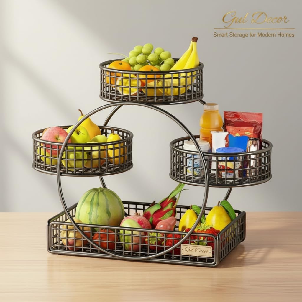 4 Tier Fruit & Vegetable Basket Stand for Kitchen Countertop