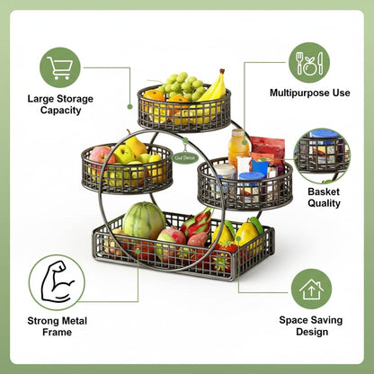 4 Tier Fruit & Vegetable Basket Stand for Kitchen Countertop
