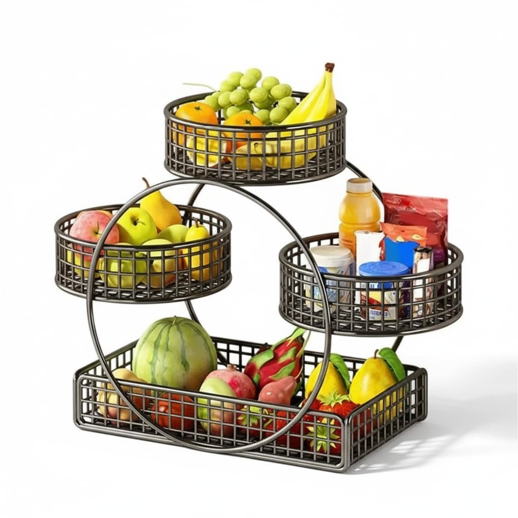 4 Tier Fruit & Vegetable Basket Stand for Kitchen Countertop