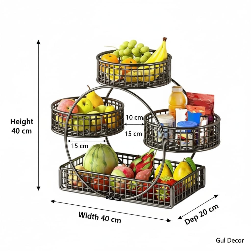 4 Tier Fruit & Vegetable Basket Stand for Kitchen Countertop
