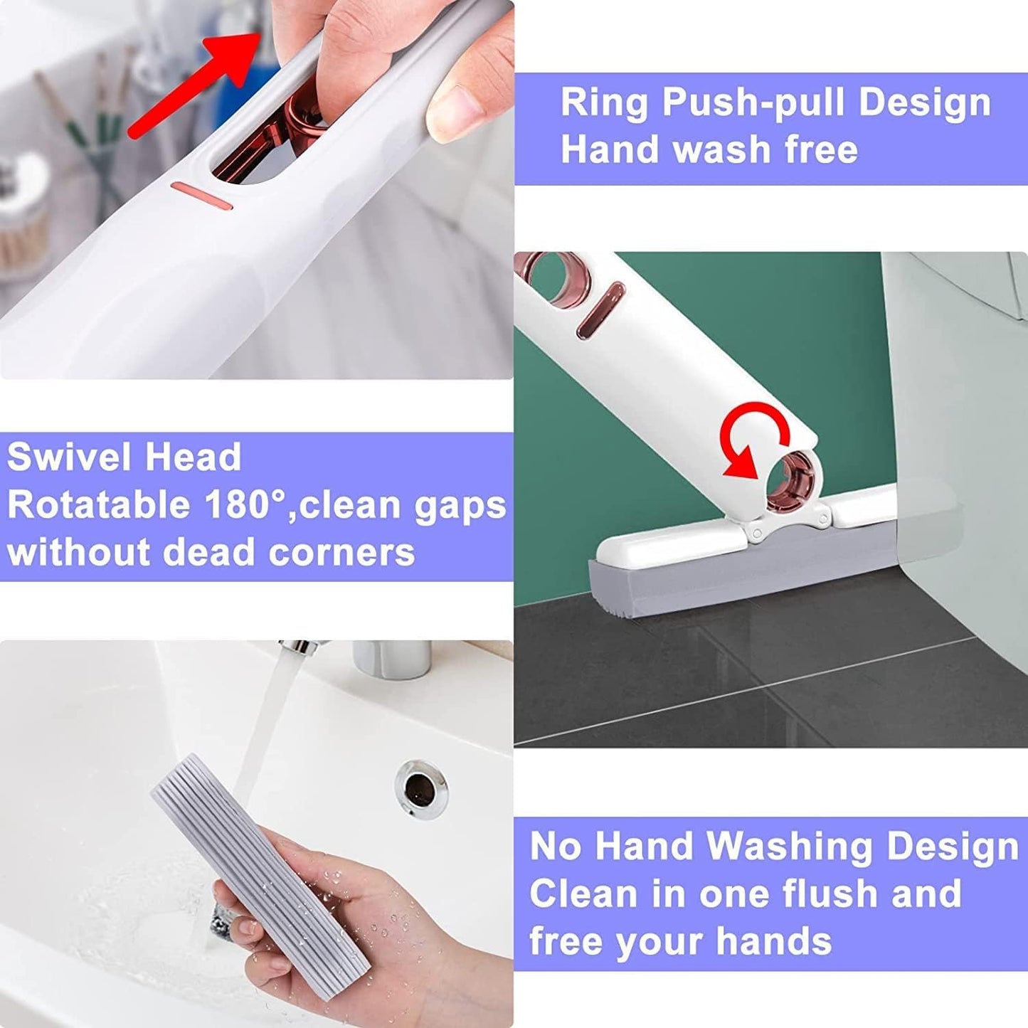 Clefairy Mini Cleaning Mop Portable Squeeze Mop Hand-Washable