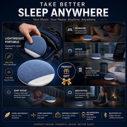 Bluetooth Pillow Speaker for Sleeping,Ultra-Thin Under Pillow Speaker with White,Pink Noise