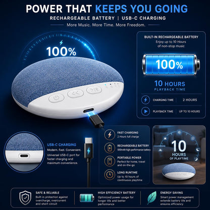 Bluetooth Pillow Speaker for Sleeping,Ultra-Thin Under Pillow Speaker with White,Pink Noise
