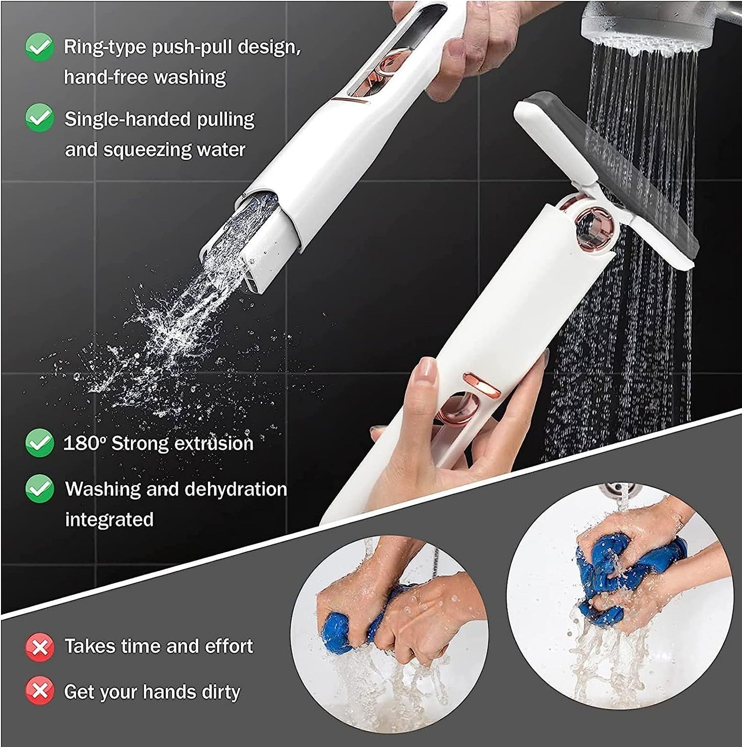 Clefairy Mini Cleaning Mop Portable Squeeze Mop Hand-Washable