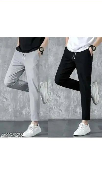 🔥 Buy 1 Get 1 Free • Premium Men’s High-Stretch Skinny Lycra Track Pants (Black & Grey)