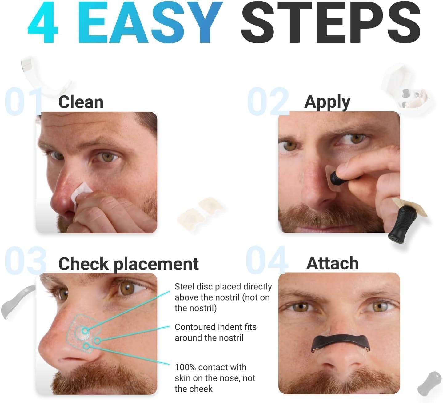 Magnetic Nose Strips for Breathing & Snoring Relief | Anti Snoring Nasal Dilator Clip for Better Sleep & Easy Breathing
